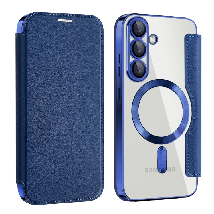 For Samsung Galaxy S25 5G Shield MagSafe RFID Anti-theft Leather Phone Case(Dark Blue) by buy2fix