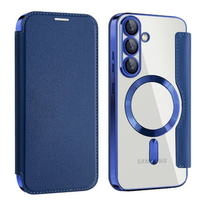 For Samsung Galaxy S25 5G Shield MagSafe RFID Anti-theft Leather Phone Case(Dark Blue) by buy2fix