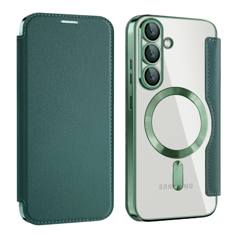 For Samsung Galaxy S25 5G Shield MagSafe RFID Anti-theft Leather Phone Case(Green) by buy2fix