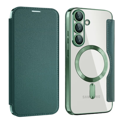 For Samsung Galaxy S25 5G Shield MagSafe RFID Anti-theft Leather Phone Case(Green) by buy2fix