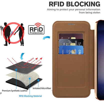 For Samsung Galaxy S25 5G Shield MagSafe RFID Anti-theft Leather Phone Case(Brown) by buy2fix