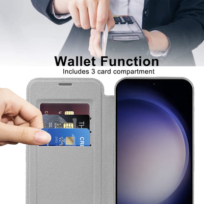 For Samsung Galaxy S25 5G Shield MagSafe RFID Anti-theft Leather Phone Case(Grey) by buy2fix