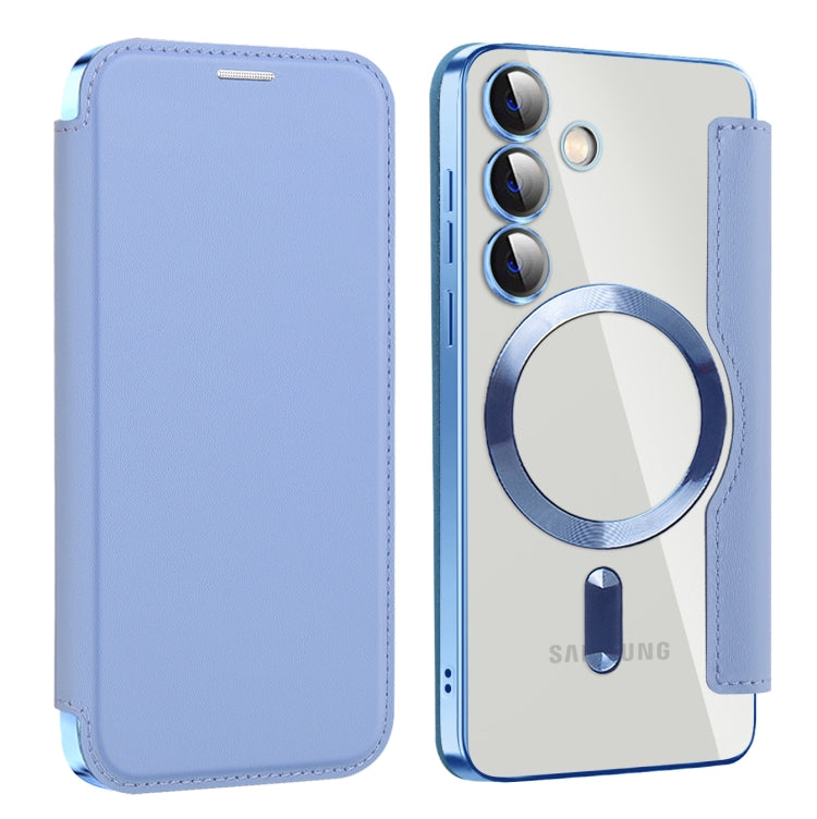 For Samsung Galaxy S25+ 5G Shield MagSafe RFID Anti-theft Leather Phone Case(Blue) - Galaxy S25+ 5G Cases by buy2fix | Online Shopping UK | buy2fix