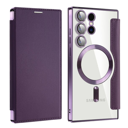 For Samsung Galaxy S25 Ultra 5G Shield MagSafe RFID Anti-theft Leather Phone Case(Purple) by buy2fix