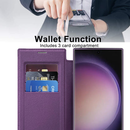 For Samsung Galaxy S25 Ultra 5G Shield MagSafe RFID Anti-theft Leather Phone Case(Purple) by buy2fix
