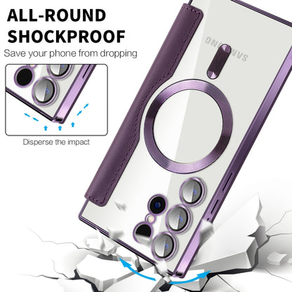For Samsung Galaxy S25 Ultra 5G Shield MagSafe RFID Anti-theft Leather Phone Case(Purple) by buy2fix