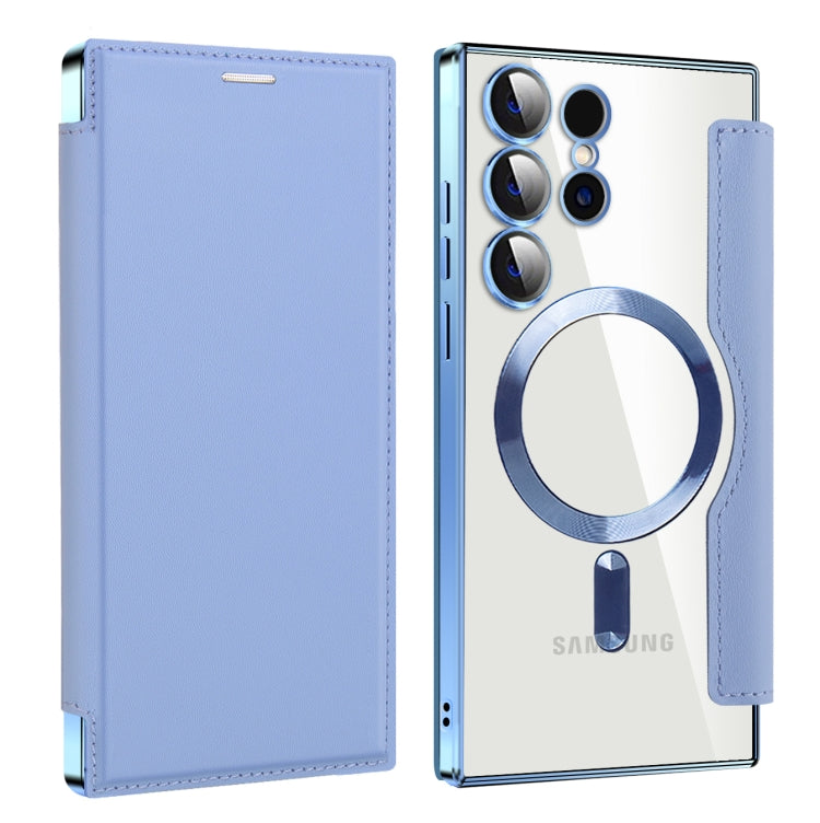 For Samsung Galaxy S25 Ultra 5G Shield MagSafe RFID Anti-theft Leather Phone Case(Blue) by buy2fix