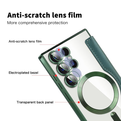 For Samsung Galaxy S25 Ultra 5G Shield MagSafe RFID Anti-theft Leather Phone Case(Green) by buy2fix