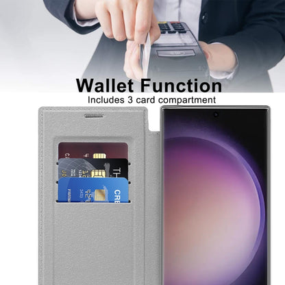 For Samsung Galaxy S25 Ultra 5G Shield MagSafe RFID Anti-theft Leather Phone Case(Grey) by buy2fix