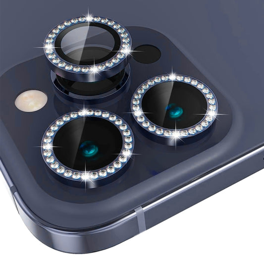 For iPhone 15 Pro / 15 Pro Max NORTHJO Camera Lens Protector Tempered Glass Metal Rhinestone Ring Film(Blue) by NORTHJO