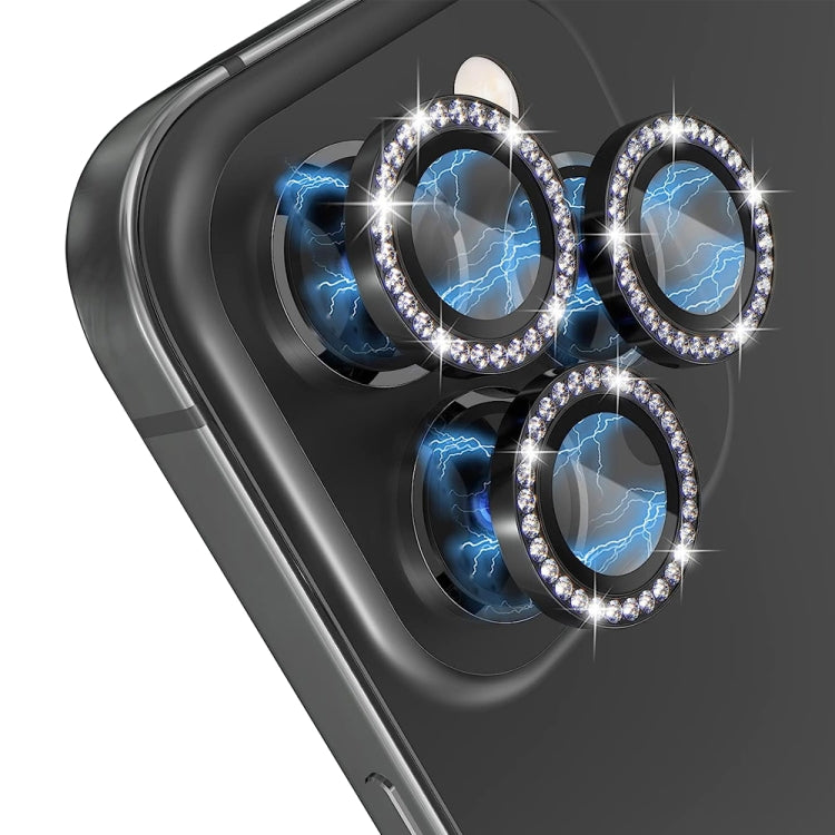 For iPhone 15 Pro / 15 Pro Max NORTHJO Camera Lens Protector Tempered Glass Metal Rhinestone Ring Film(Graphite) - iPhone 15 Pro Tempered Glass by NORTHJO | Online Shopping UK | buy2fix