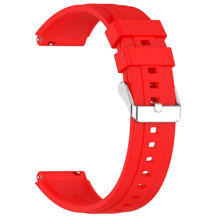 For Huawei Watch GT4 41mm Official Steps Style Silver Buckle Silicone Watch Band(Red) by buy2fix