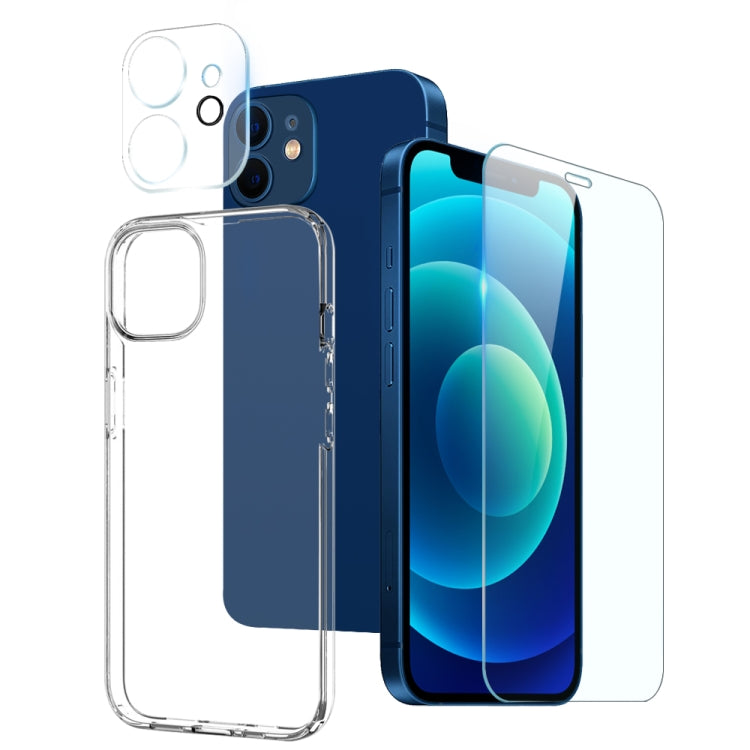 For iPhone 12 mini NORTHJO 3 in 1 TPU Phone Case with Screen Film and Lens Film(Clear) - iPhone 12 mini Cases by NORTHJO | Online Shopping UK | buy2fix