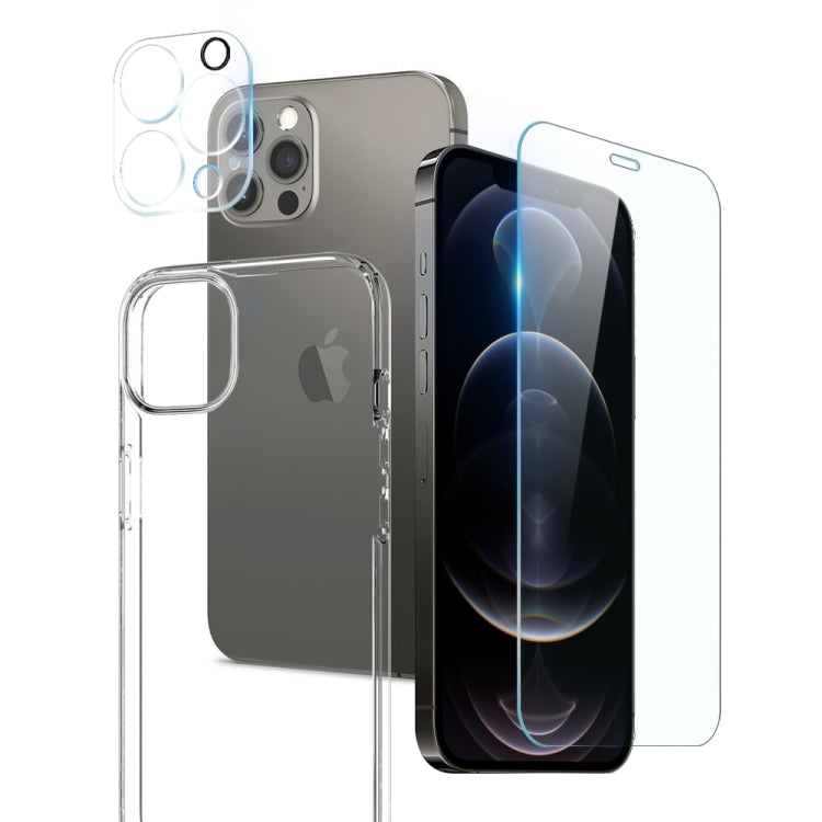 For iPhone 12 Pro NORTHJO 3 in 1 TPU Phone Case with Screen Film and Lens Film(Clear) - iPhone 12 / 12 Pro Cases by NORTHJO | Online Shopping UK | buy2fix