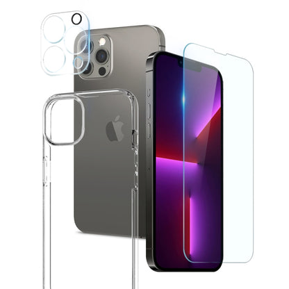 For iPhone 13 Pro NORTHJO 3 in 1 TPU Phone Case with Screen Film and Lens Film(Clear) - iPhone 13 Pro Cases by NORTHJO | Online Shopping UK | buy2fix