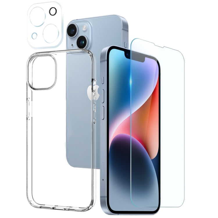 For iPhone 14 NORTHJO 3 in 1 TPU Phone Case with Screen Film and Lens Film(Clear) - iPhone 14 Cases by NORTHJO | Online Shopping UK | buy2fix