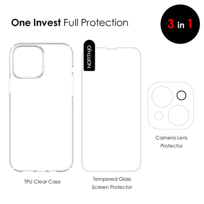 For iPhone 14 Plus NORTHJO 3 in 1 TPU Phone Case with Screen Film and Lens Film(Clear) - iPhone 14 Plus Cases by NORTHJO | Online Shopping UK | buy2fix