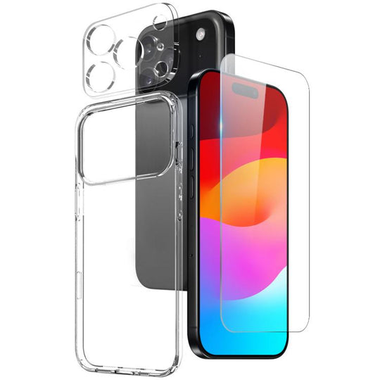 For iPhone 17 Pro Max NORTHJO 3 in 1 TPU Phone Case with Screen Film and Lens Film(Clear)