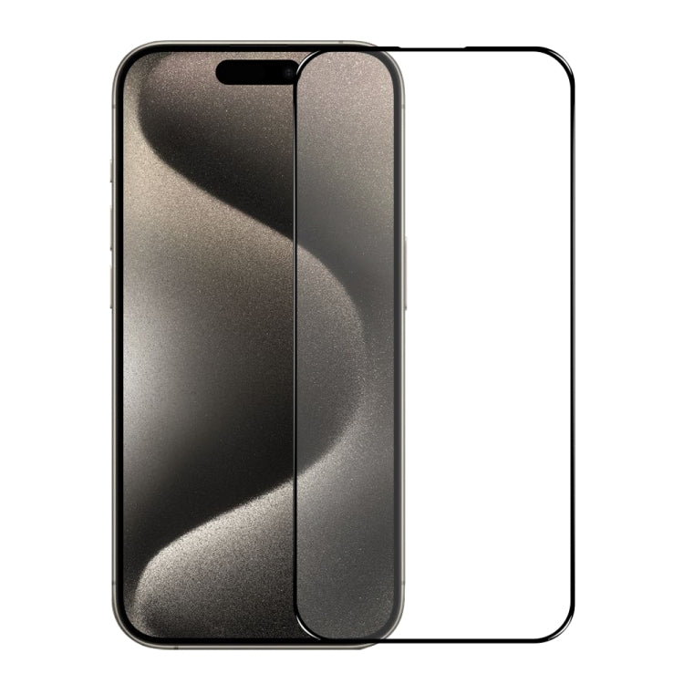 For iPhone 15 Pro NORTHJO A++ Screen Protector Full Glue Silk Printing Tempered Glass Film(Black) - iPhone 15 Pro Tempered Glass by NORTHJO | Online Shopping UK | buy2fix