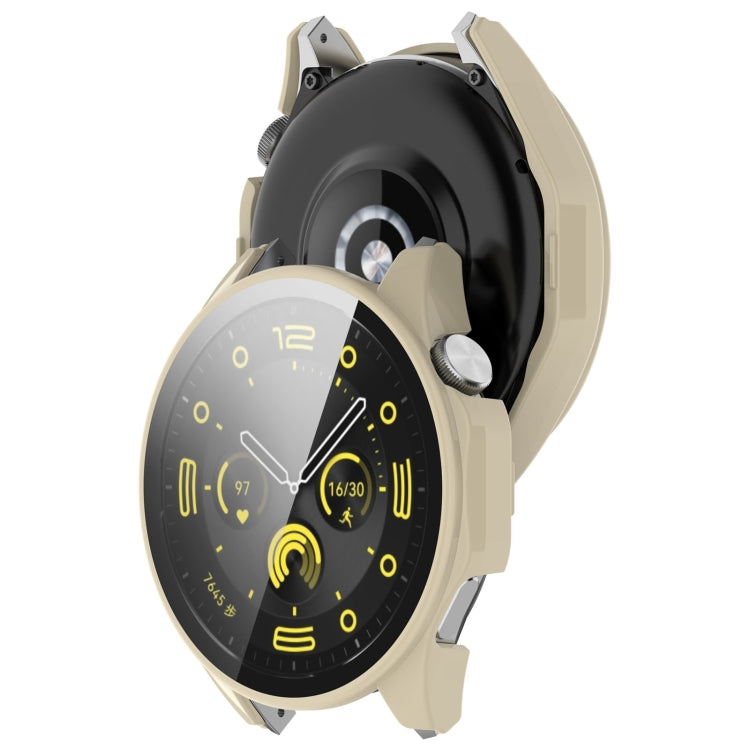 For Honor Watch 4 Pro PC+Tempered Glass Integrated Smart Watch Case(Ivory White) by buy2fix