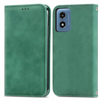 For Motorola Moto G Play 2024 Retro Skin Feel Magnetic Flip Leather Phone Case(Green) - Motorola Cases by buy2fix | Online Shopping UK | buy2fix