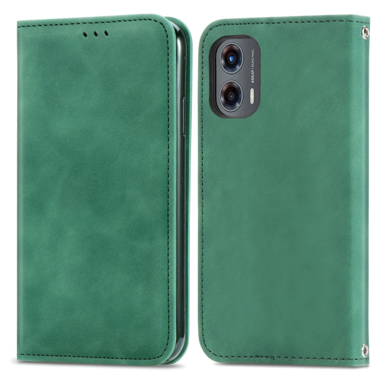 For Motorola Moto G Stylus 5G 2024 Retro Skin Feel Magnetic Flip Leather Phone Case(Green) - Motorola Cases by buy2fix | Online Shopping UK | buy2fix