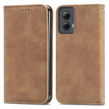 For Motorola Moto G Power 5G 2024 Retro Skin Feel Magnetic Flip Leather Phone Case(Brown) - Motorola Cases by buy2fix | Online Shopping UK | buy2fix