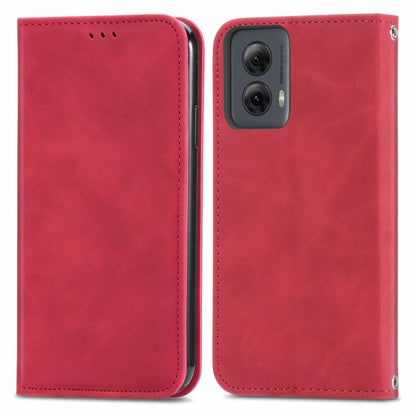 For Motorola Moto G Power 5G 2024 Retro Skin Feel Magnetic Flip Leather Phone Case(Red) - Motorola Cases by buy2fix | Online Shopping UK | buy2fix