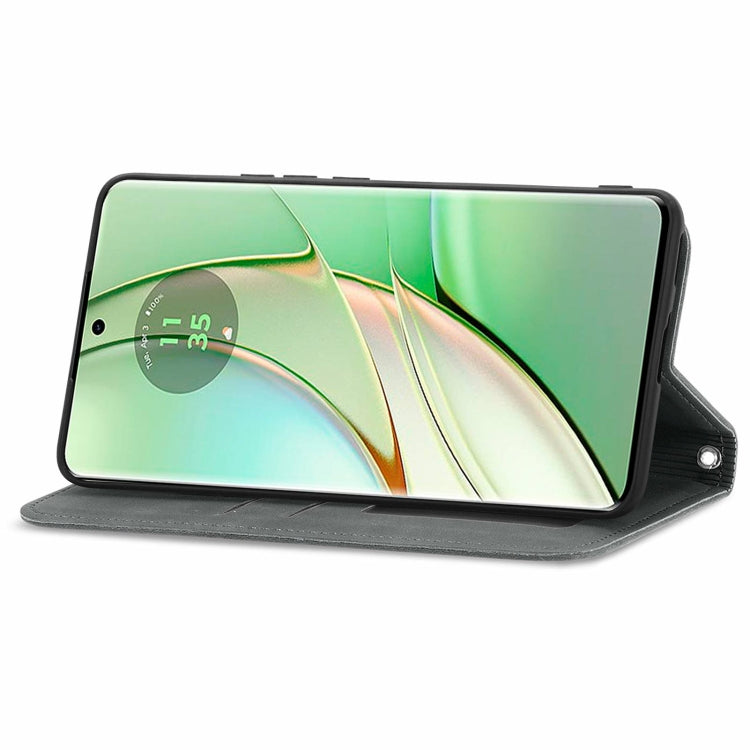 For Motorola Edge 2024 Retro Skin Feel Magnetic Flip Leather Phone Case(Grey) by buy2fix