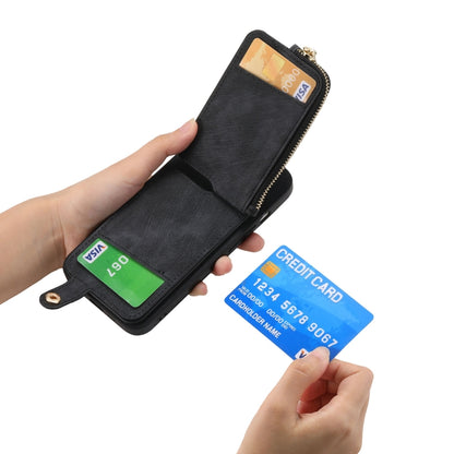 For iPhone 16 Plus Cross Leather Ring Vertical Zipper Wallet Back Phone Case(Black) - iPhone 16 Plus Cases by buy2fix | Online Shopping UK | buy2fix