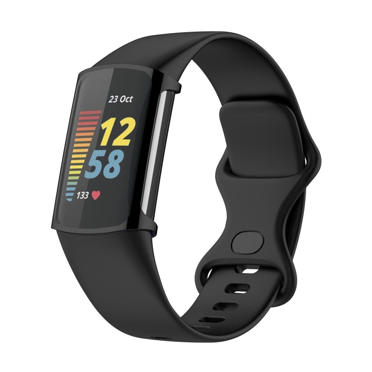 For Fitbit Charge 6 / 5 TPU Shell + Film Integrated Watch Protective Case(Black) - Watch Cases by buy2fix | Online Shopping UK | buy2fix
