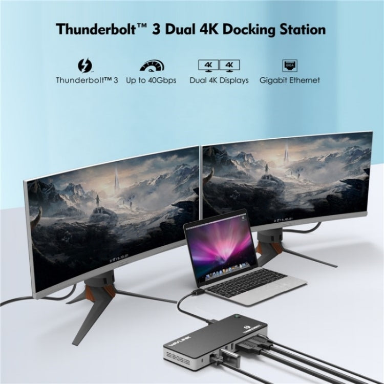 WAVLINK UTD21H 11 in 1 4K Dual DisplayPort Hub Converter Thunderbolt 3 Docking Station, Plug:UK Plug - USB HUB by WAVLINK | Online Shopping UK | buy2fix