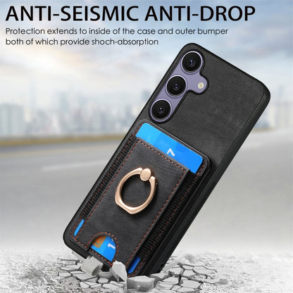 For Samsung Galaxy S25 5G Retro Splitable Magnetic Card Bag Leather Phone Case(Black) by buy2fix
