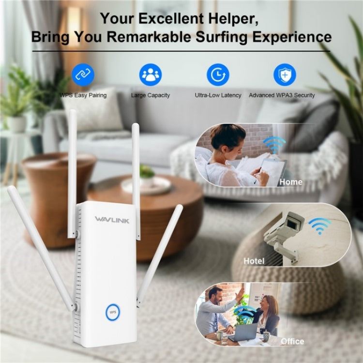 WAVLINK WN583AX1 Ethernet Port AX1800 WiFi6 1.8Gbps Dual Band WiFi Booster Wireless Router, Plug:EU Plug by WAVLINK