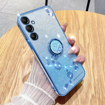 For Samsung Galaxy S25 5G Gradient Glitter Immortal Flower Ring All-inclusive Phone Case(Blue) by buy2fix