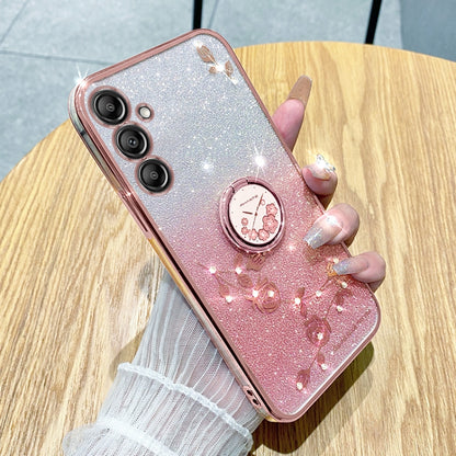 For Samsung Galaxy S25+ 5G Gradient Glitter Immortal Flower Ring All-inclusive Phone Case(Pink) by buy2fix