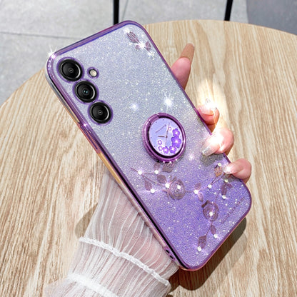 For Samsung Galaxy S25 Ultra 5G Gradient Glitter Immortal Flower Ring All-inclusive Phone Case(Pink) by buy2fix