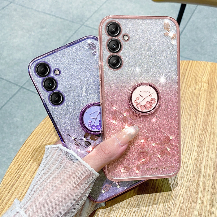 For Samsung Galaxy S25 Ultra 5G Gradient Glitter Immortal Flower Ring All-inclusive Phone Case(Pink) by buy2fix