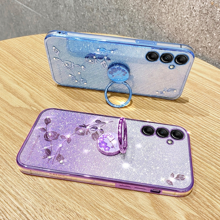 For Samsung Galaxy S25 Ultra 5G Gradient Glitter Immortal Flower Ring All-inclusive Phone Case(Pink) by buy2fix