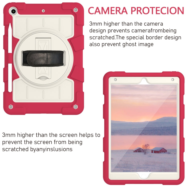 For iPad 10.2 2021 / 2020 / 2019 Silicone Hybrid PC Shockproof Tablet Case with Shoulder Strap(Feifan Magenta) - iPad 10.2 Cases by buy2fix | Online Shopping UK | buy2fix
