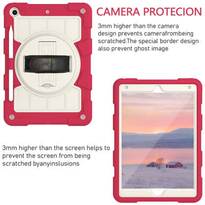 For iPad 10.2 2021 / 2020 / 2019 Silicone Hybrid PC Shockproof Tablet Case with Shoulder Strap(Feifan Magenta) - iPad 10.2 Cases by buy2fix | Online Shopping UK | buy2fix