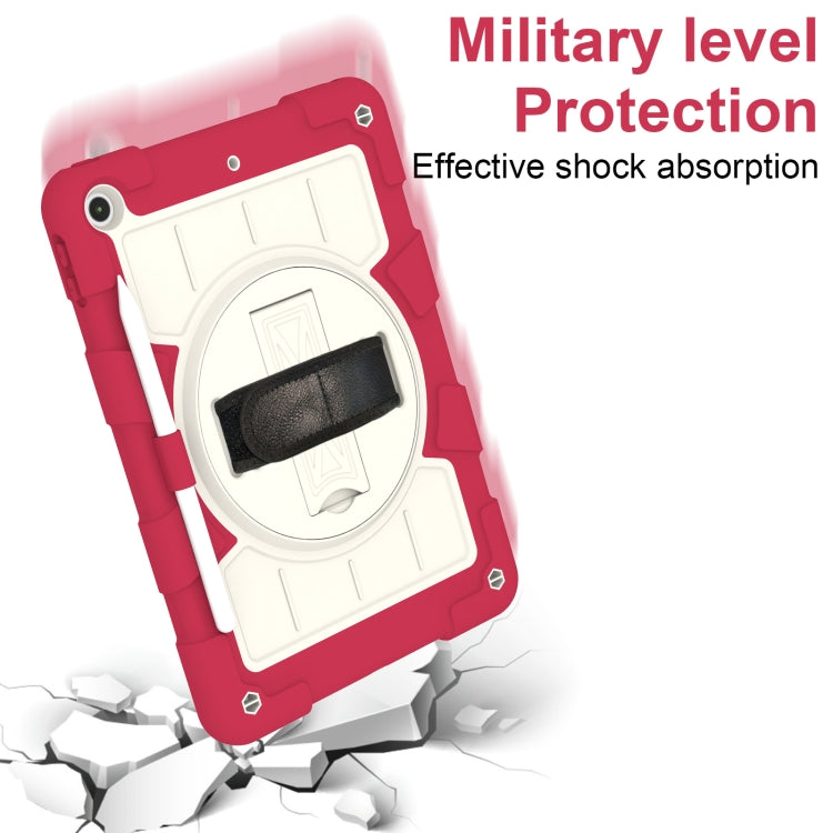 For iPad 10.2 2021 / 2020 / 2019 Silicone Hybrid PC Shockproof Tablet Case with Shoulder Strap(Feifan Magenta) - iPad 10.2 Cases by buy2fix | Online Shopping UK | buy2fix