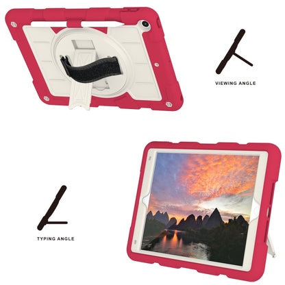 For iPad 10.2 2021 / 2020 / 2019 Silicone Hybrid PC Shockproof Tablet Case with Shoulder Strap(Feifan Magenta) - iPad 10.2 Cases by buy2fix | Online Shopping UK | buy2fix