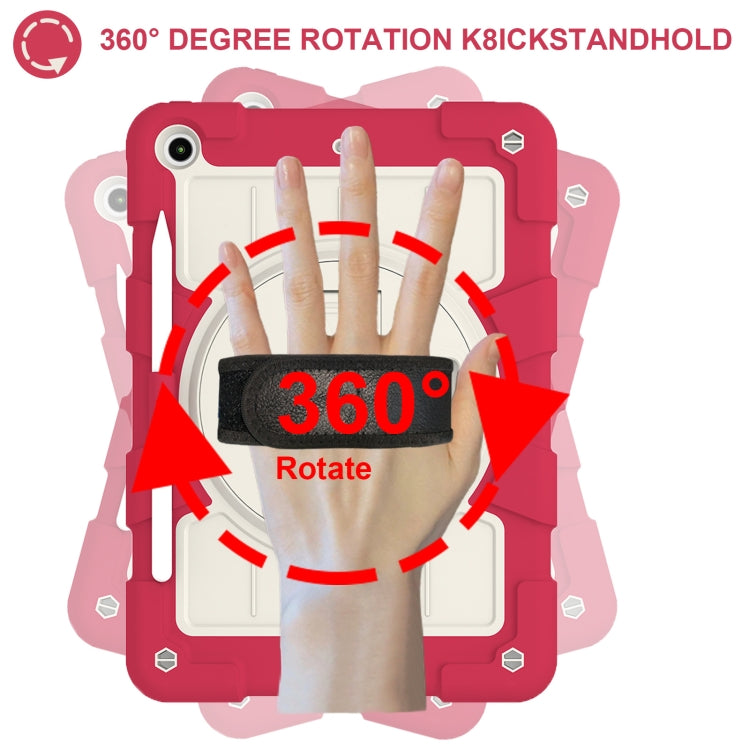 For iPad 10.2 2021 / 2020 / 2019 Silicone Hybrid PC Shockproof Tablet Case with Shoulder Strap(Feifan Magenta) - iPad 10.2 Cases by buy2fix | Online Shopping UK | buy2fix