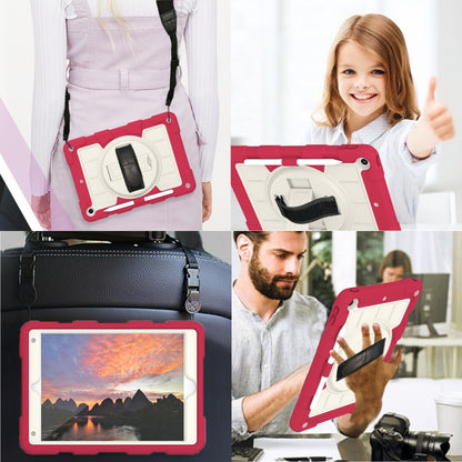 For iPad 10.2 2021 / 2020 / 2019 Silicone Hybrid PC Shockproof Tablet Case with Shoulder Strap(Feifan Magenta) - iPad 10.2 Cases by buy2fix | Online Shopping UK | buy2fix