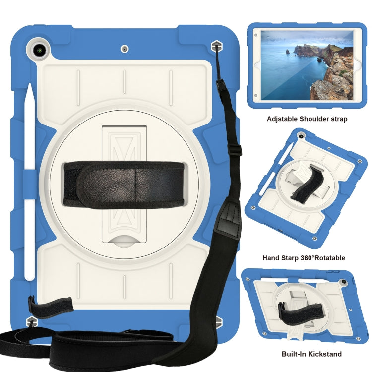 For iPad 10.2 2021 / 2020 / 2019 Silicone Hybrid PC Shockproof Tablet Case with Shoulder Strap(Azure Blue) - iPad 10.2 Cases by buy2fix | Online Shopping UK | buy2fix