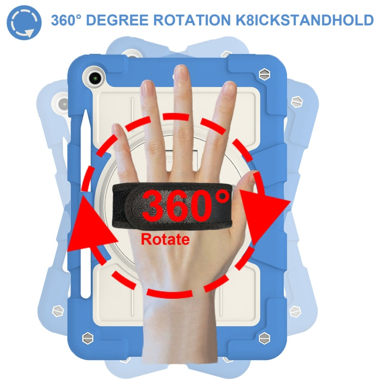 For iPad 10.2 2021 / 2020 / 2019 Silicone Hybrid PC Shockproof Tablet Case with Shoulder Strap(Azure Blue) - iPad 10.2 Cases by buy2fix | Online Shopping UK | buy2fix