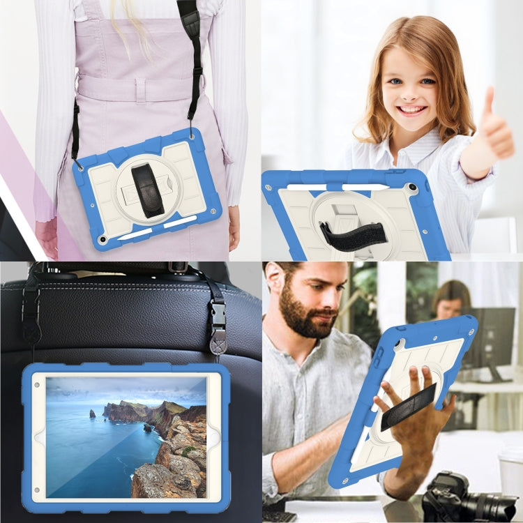 For iPad 10.2 2021 / 2020 / 2019 Silicone Hybrid PC Shockproof Tablet Case with Shoulder Strap(Azure Blue) - iPad 10.2 Cases by buy2fix | Online Shopping UK | buy2fix