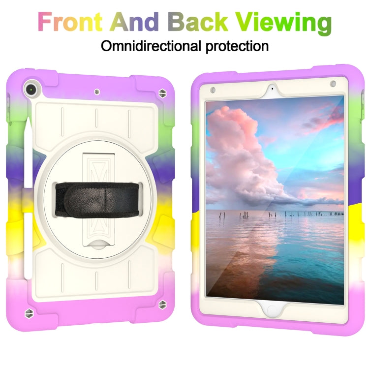 For iPad 10.2 2021 / 2020 / 2019 Silicone Hybrid PC Shockproof Tablet Case with Shoulder Strap(Colorful Purple) - iPad 10.2 Cases by buy2fix | Online Shopping UK | buy2fix