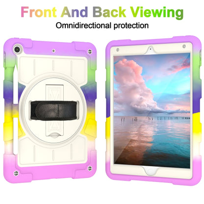 For iPad 10.2 2021 / 2020 / 2019 Silicone Hybrid PC Shockproof Tablet Case with Shoulder Strap(Colorful Purple) - iPad 10.2 Cases by buy2fix | Online Shopping UK | buy2fix